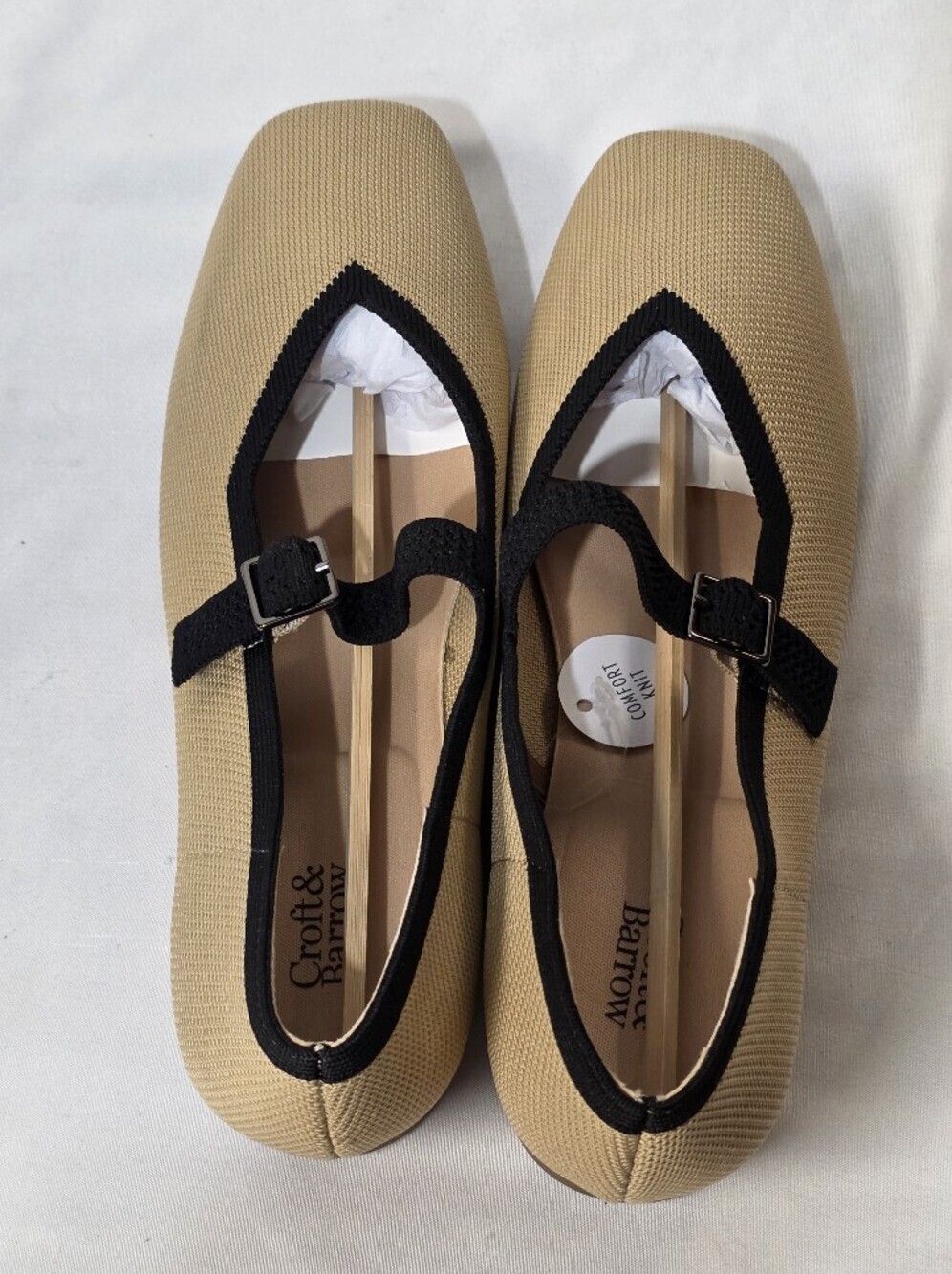 croft & barrow Romina Taupe Comfort Knit Square Toe Mary Jane Flats Size 9.5 - Picture 4 of 12
